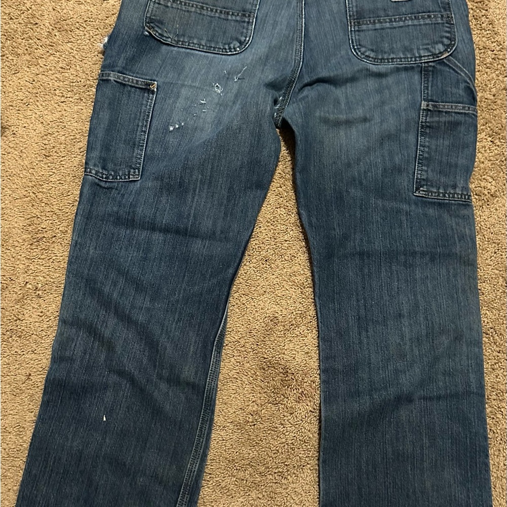 Carhartt Blue Relaxed Fit Jeans with Distressed Look